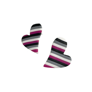 Herz-Ohrstecker im gestreiften Pride-Design, ideal für CSD, Valentinstag und Toleranz-Statement, unisex, leicht, modern, perfekt für alle