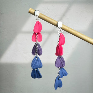 Pride Hängeohrringe in Pink, Lila und Blau, unisex Design, ideal für CSD, Partys, Paare und Singles, Statement für Toleranz und Vielfalt